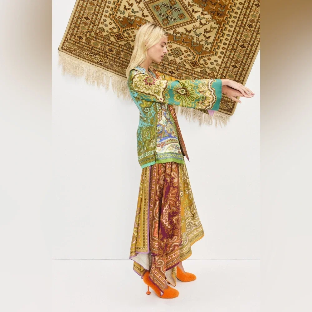 Alemais Clemenza Spliced Scarf Silk Skirt $590 New without tag - Picture 4 of 9